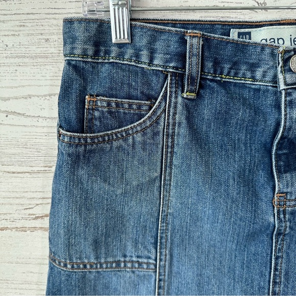 VINTAGE GAP Y2K Low Rise Denim Mini Shirt Blue 8 Boho - Picture 2 of 6